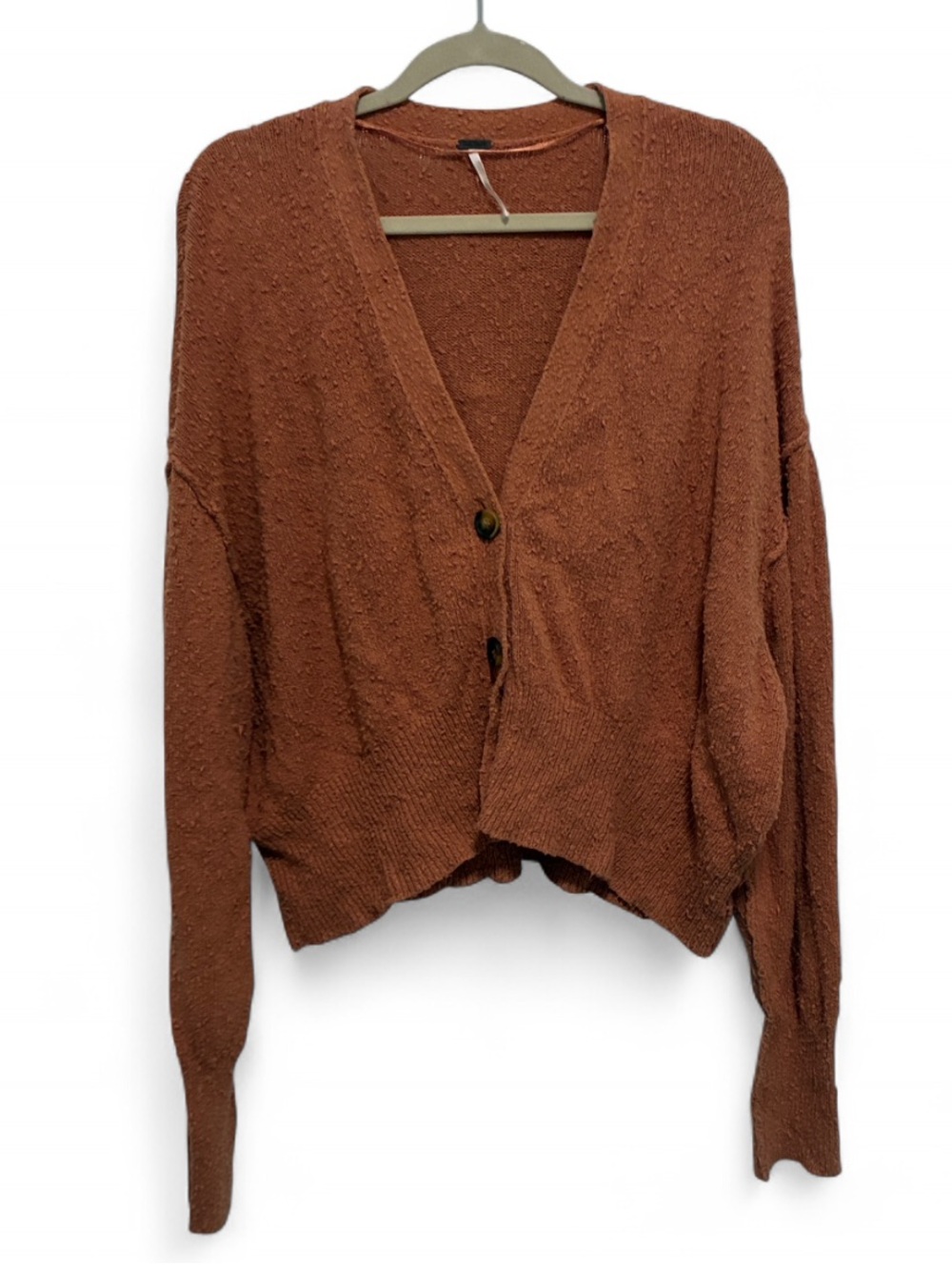 Free People Found My Friend Orange V-Neck Button Front Sweater Cardigan